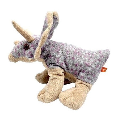 Wild Republic Dinosaurier Plüschtier lila 15 Zoll hellbraun gefleckte Hörner Stofftier Triceratops - Bild 3 von 9