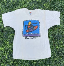 VTG Surf Outlaw Shirt Adult Large Yellow Surfing Around The World 80s 90s Mens