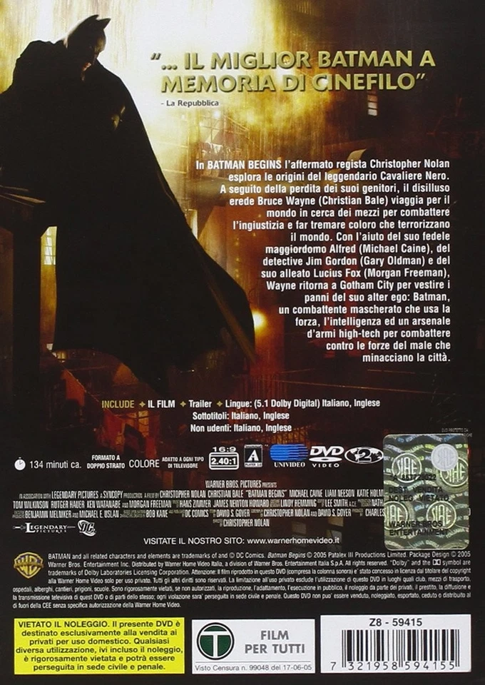 3 Dvd IL CAVALIERE OSCURO LA TRILOGIA Christopher Nolan serie completa cofanetto - Immagine 3 di 4