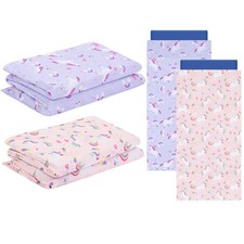 CroBlissful 2 Pcs Unicorn Nap Mat Cover for Girls Medium, Pink and Purple