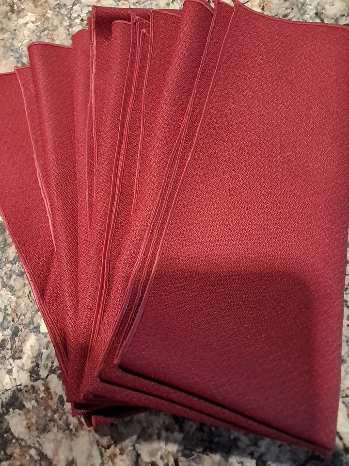 Set Of 10 Dinner Napkins Cranberry Color Cotton Polyester Blend 20x20" - Image 4 of 4