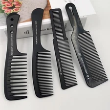 Wide Tooth Flat Top Hair Cutting Comb – Carbon Barber Tool for Men & Salon Use