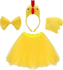 Fumwase 4 Pieces Chicken Animal Costume Chick Headband Bowtie Tail Tutus Set... 