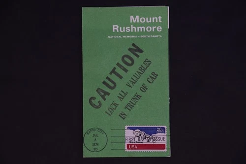 Dr Jim Stamps 26c Airmail Mount Rushmore First Day Cancel on Souvenir Pamphlet