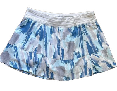TASC PERFORMANCE Blue Paint Stroke Print ATHLETIC SKORT SKIRT Biker Lined SZ S