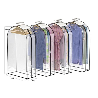 Upgraded Thickened Clear Garment Bags for Hanging Clothes 4 Packs, 10  Gusset...