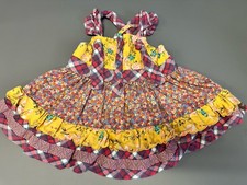 Matilda Jane Spring Patchwork Pink Yellow Floral Ruffle Dress Girls Kids Size 2