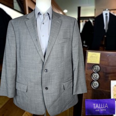 Tallia Jacket Blazer Mens 46S Tan Microcheck Double Vented Ticknors