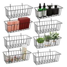 8 Pcs Wire Basket, Black Metal Wire Baskets for Organizing, Grid Panel Hanging