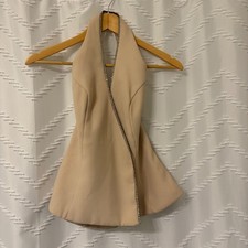 Dave & Johnny Vintage Beige Rhinestone Halter Peplum Top Size 3-4 Made in USA