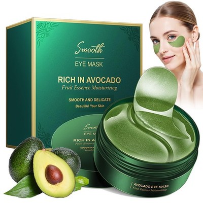 60 Stück Augenpads, Eye Pads gegen Augenringe, Hyaluron Augenmaske mit Avocad...
