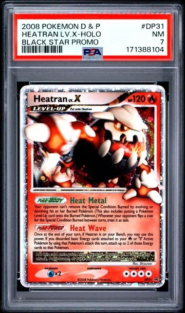 2008 POKEMON DIAMOND & PEARL BLACK STAR PROMO #DP31 HEATRAN LV.X-HOLO PSA 7