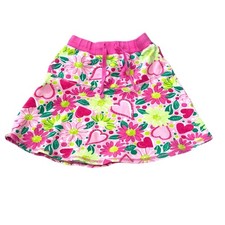 VINTAGE Lilly Pulitzer Girls Pink Floral Heart Print Size 7 Elastic Waist Skirt
