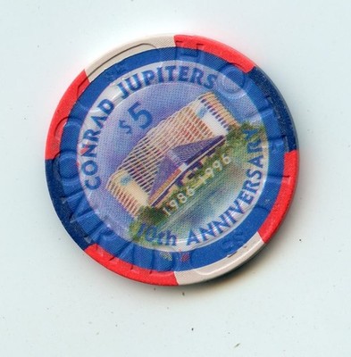 5.00 Chip from the Jupiters Casino Gold Coast Australia 10th Anniversary