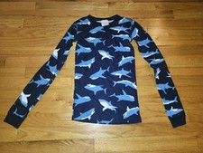 Hanna Andersson Boys 160 cm US 14 Shark Shirt Pajamas Great White 100 Cotton