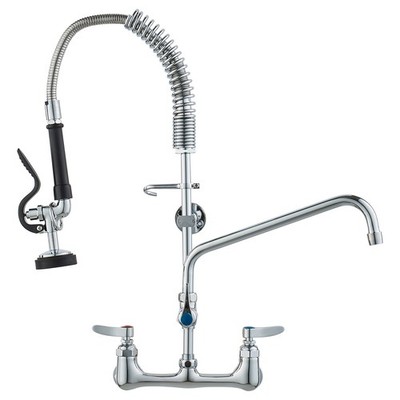 Commercial Pre-Rinse Kitchen Sink Faucet w/ Sprayer Mixer Tap 21-47in