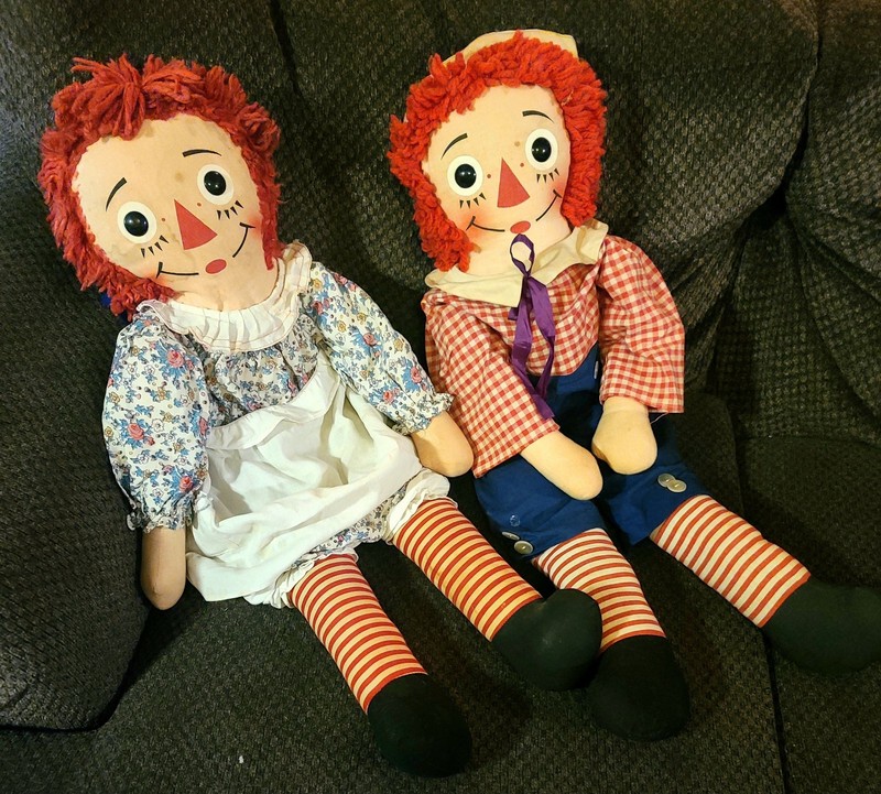 Raggedy Ann & Andy Dolls Vintage 1971 Knickerbocker 32 Inches! Original Outfit!