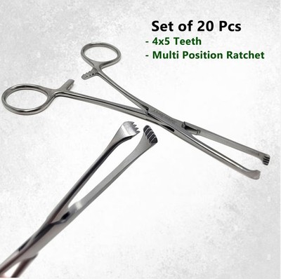 20 STAINLESS STEEL ALLIS TISSUE FORCEPS CLAMP 4X5T VETERINARY 6'' SURGICAL