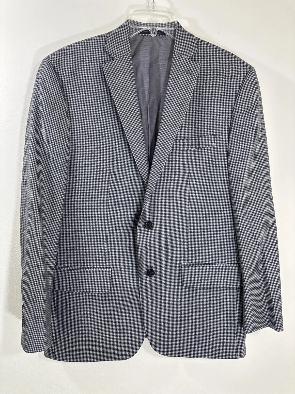 Giacca blazer Michael Kors uomo 40R grigio cappotto sportivo a quadri 100% lana due bottoni