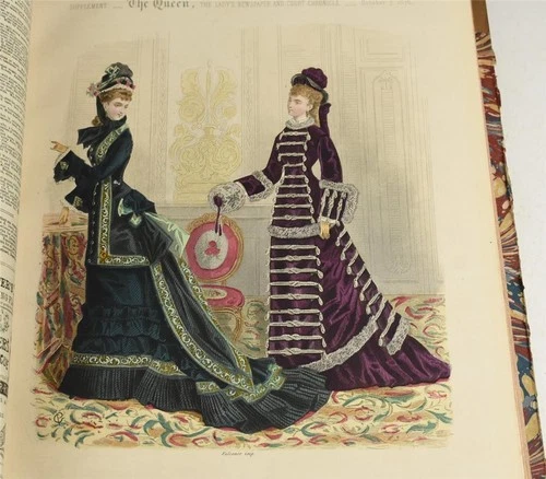 1876 The Queen Ladys Newspaper Aug Dec Chronicle Fashion Colour Plates Leather