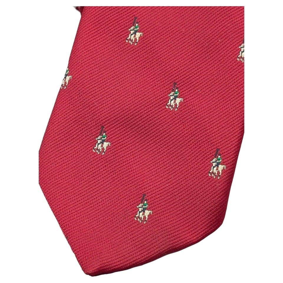 Corbata roja bordada caballo ecuestre vintage Resilio para hombre 54,5" años 90 Foto 2 de 4
