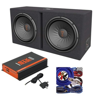 JBL Stage 1200D Dual 12'' 1200W Subwoofers + STX 2000W Car Audio Amplifier + Kit