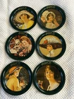 COCA COLA VTG Set 6 Metal Tin Coasters Victorian Calendar Ladies Green 1983 Lot