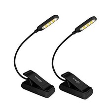Clip On Rechargeable Reading Light, 7 LEDs with 3 Colortemperature Black Black