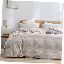Duvet Cover Set 100 Oversized Queen 98" x 98" Linen Grey No Comforter 
