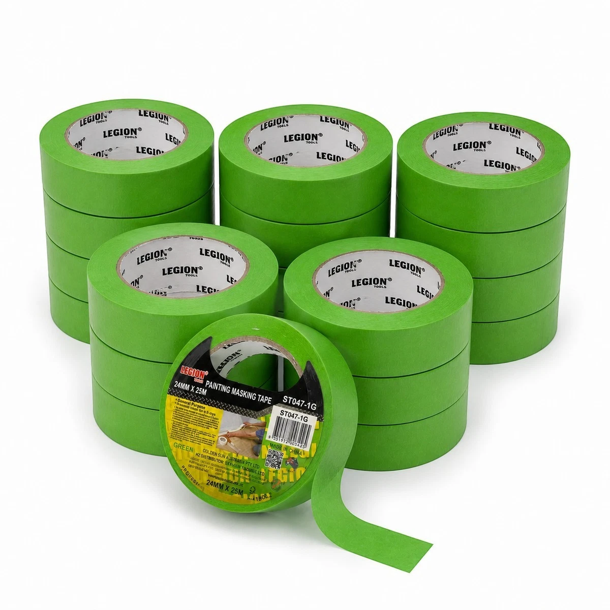 12 x Green Painters Tape Masking Tape 24mm x 25m Multi Surface Clean Removal