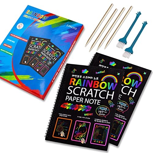 Vinlon Scratch Paper Notebooks 2 Packs x 24 Sheets, Magic Rainbow Scratch Of...