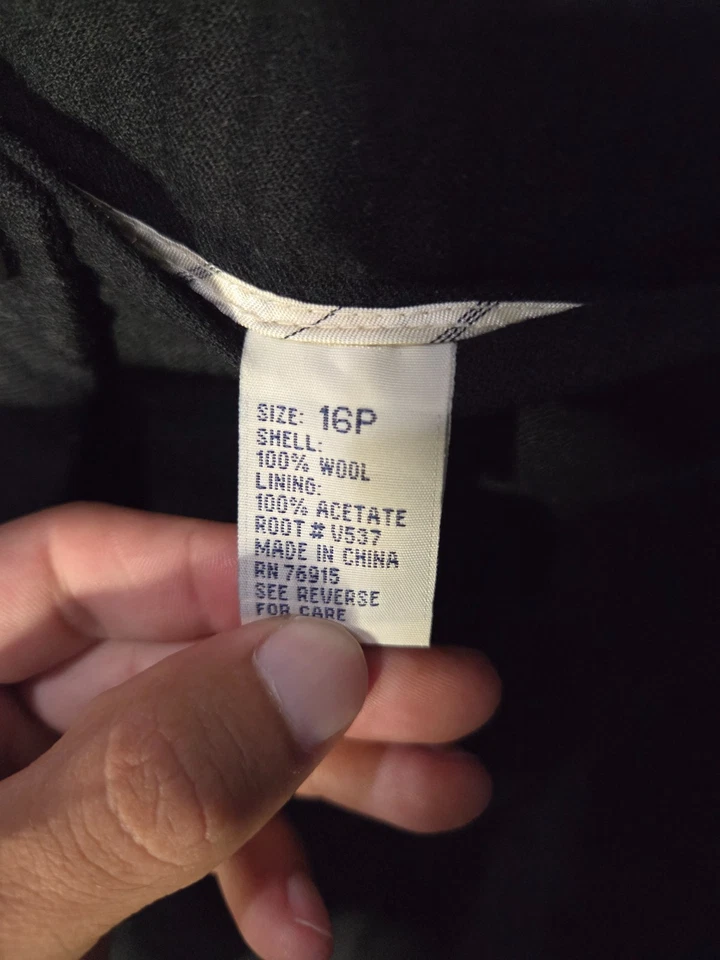 Pantalones de vestir para mujer Appleseed's Petite negros 100 % lana ropa de trabajo de oficina talla 16P Foto 2 de 4