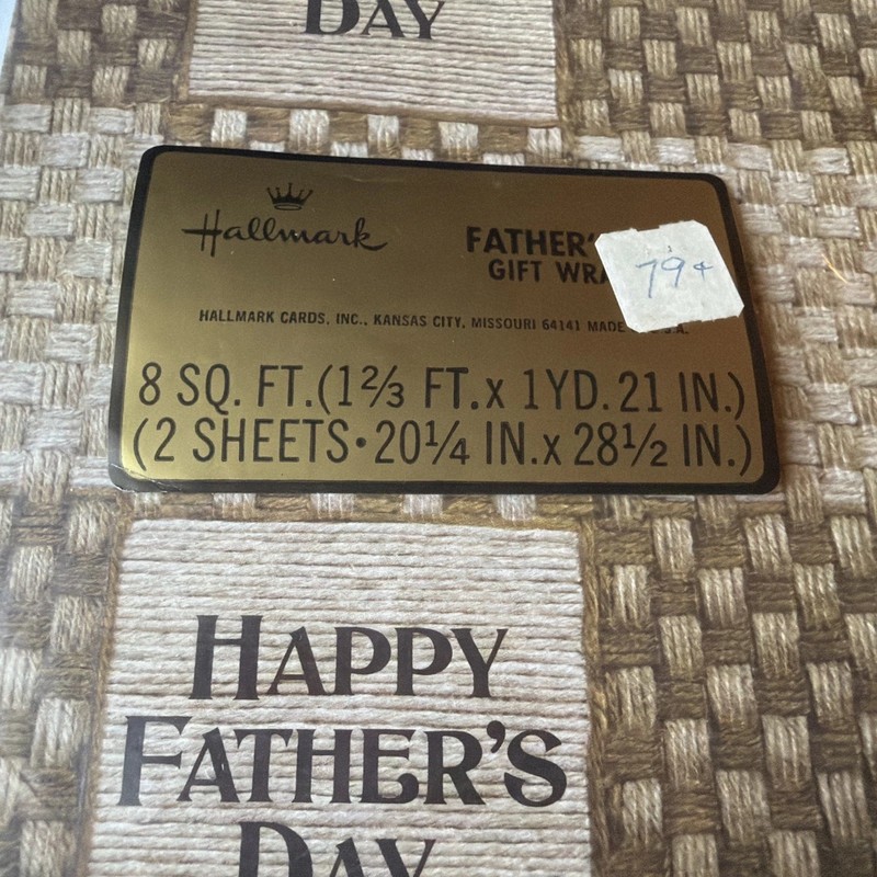 2 Vintage Hallmark Fathers Day Gift wrap packs brown weave retro pattern new