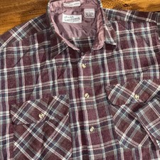 Vintage Sears Roebuck Flannel Shirt Large Red Plaid Wool Blend 80s Flap Pockets