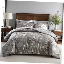 7-Piece Queen Size Bed in a Bag Comforter Set - Floral Queen-7 Pieces Taupe