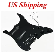 KAISH Black 3 Ply Prewired Loaded Strat HSS Pickguard fits Squier Import Strat