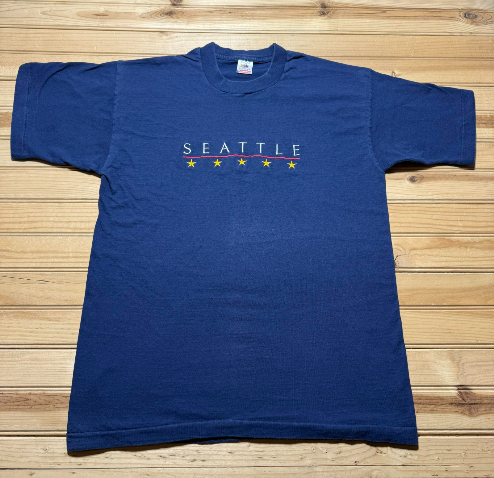 Vintage 90s Seattle 5 Star Embroidered Single Stitch Souvenir Shirt USA - Large