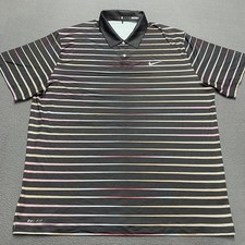 Nike Tiger Woods Collection Polo Shirt Mens XL Striped Dri-Fit Golf 585782-010