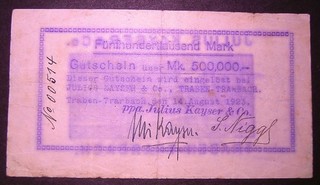 260) Traben Trarbach Julius Kayser & Co. ★★★ 500000 Mark 14. Aug. 1923 ★★★