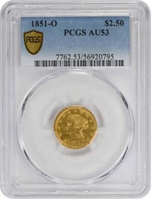 1851-O $2.50 Gold Liberty Head AU53 PCGS