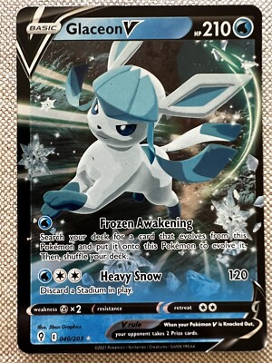 Glaceon V 40/203 Ultra Rare Evolving Skies Pokémon TCG Near Mint
