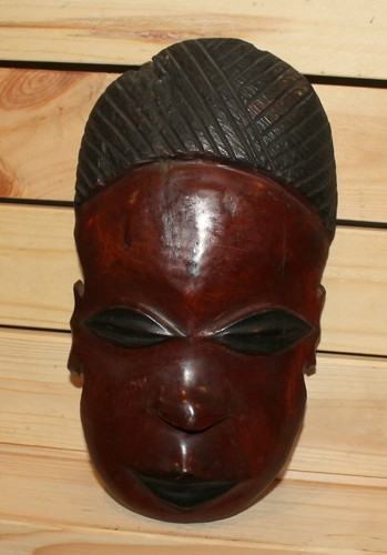 Vintage afrikanische Handschnitzerei Holz Stamm Wandbehang Maske - Bild 6 von 7