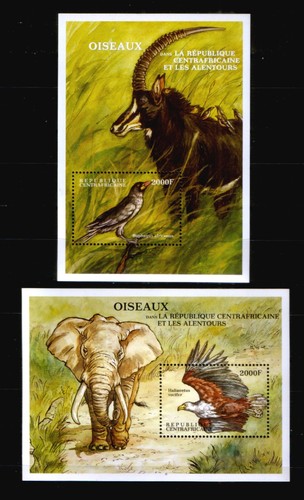 Zentralafrika Block 639 + 640 ** Vögel ( 2000 )