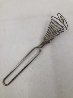 Vtg Metal Spiral Coiled Wire Whisk Egg Beater Stainless Steel 9