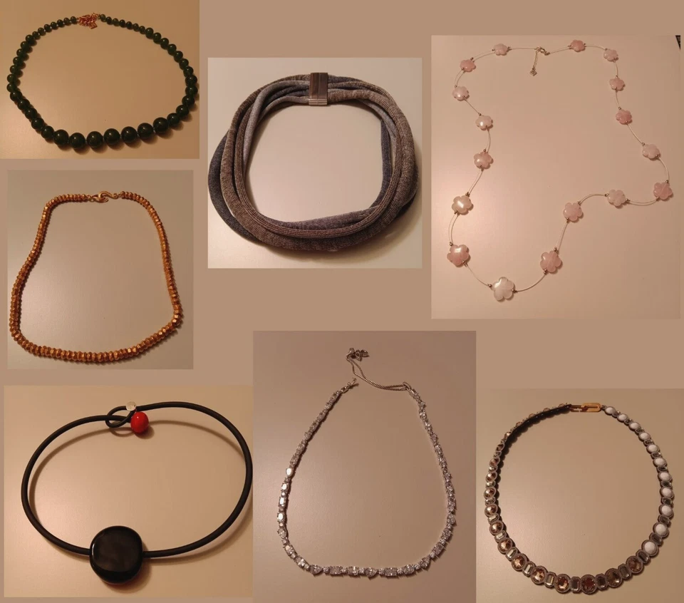 Lote de 7 Collares Inc. PIEDRAS DE CUARZO Y JADE