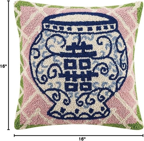 Peking Handicraft 30TG405C16SQ Double Happiness Poly Filled Hook Pillow, 16-inch - Picture 2 of 2