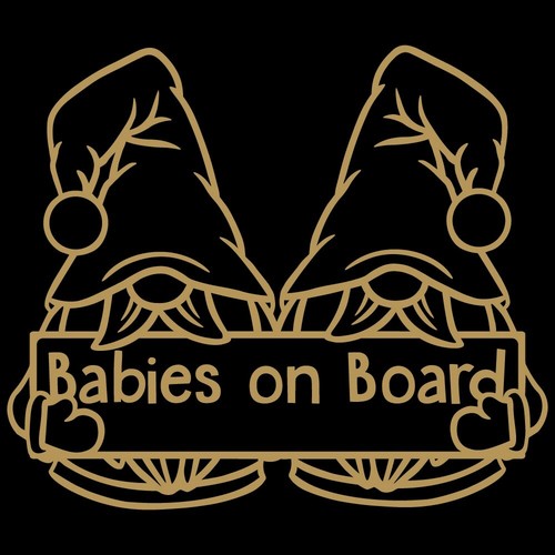 6.9" BABIES ON BOARD GONKS v2 Vinyl Decal Sticker Window Twins Boy Boys Gnome - Picture 20 of 31