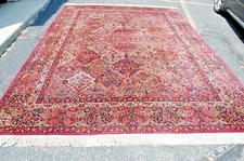 ANTIQUE EARLY KARASTAN KIRMAN MULTI_COLOR PANEL PATTERN#717 RUG CARPET 8.8 X 12