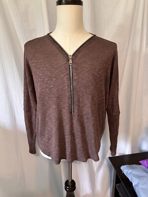 Jolie Women s Sweater. Purple. Zip Accent. Size m. V-neck. Long Sleeve. 
