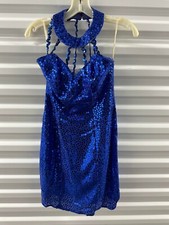 Vintage Michele Vincent Women's Blue Sequin Cocktail Dress Made in USA 7/8